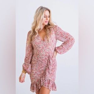 Karlie Floral Wrap Ruffle Dress